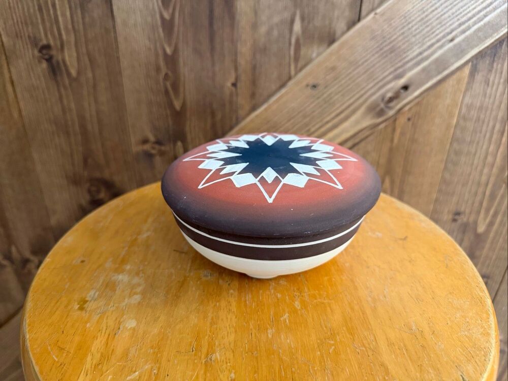 Signed Sioux Pottery Lakota Artist Lidded Bowl Southwestern Pottery (9178)
